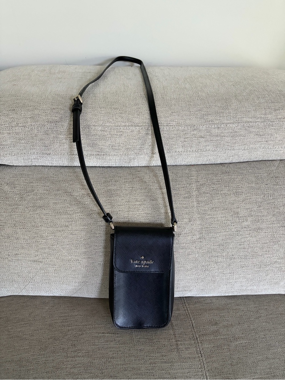 kate spade Black Leather Crossbody Phone Pouch